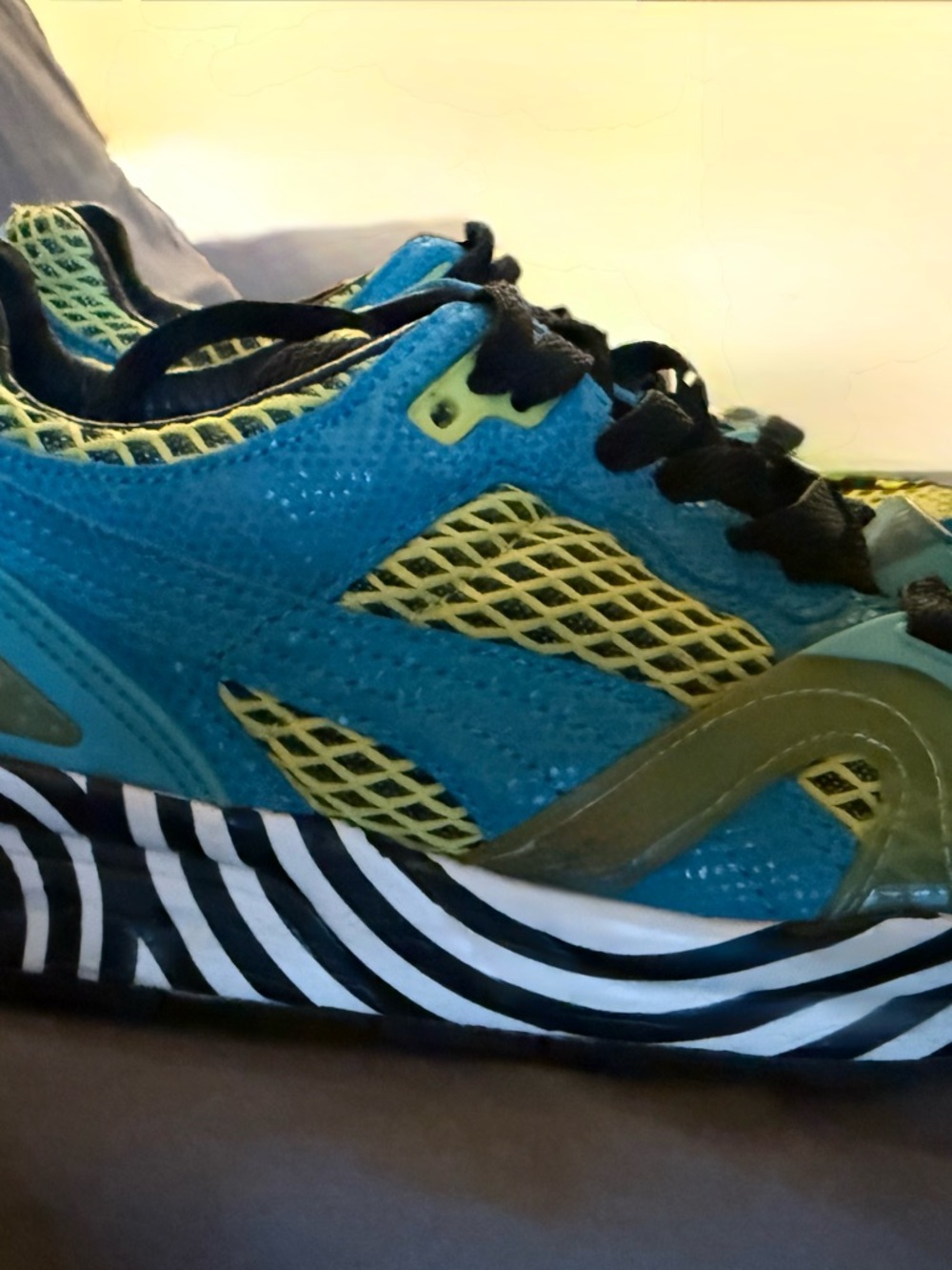 Puma Teal and Yellow Women's Low-Top Sneakers with Black Accents